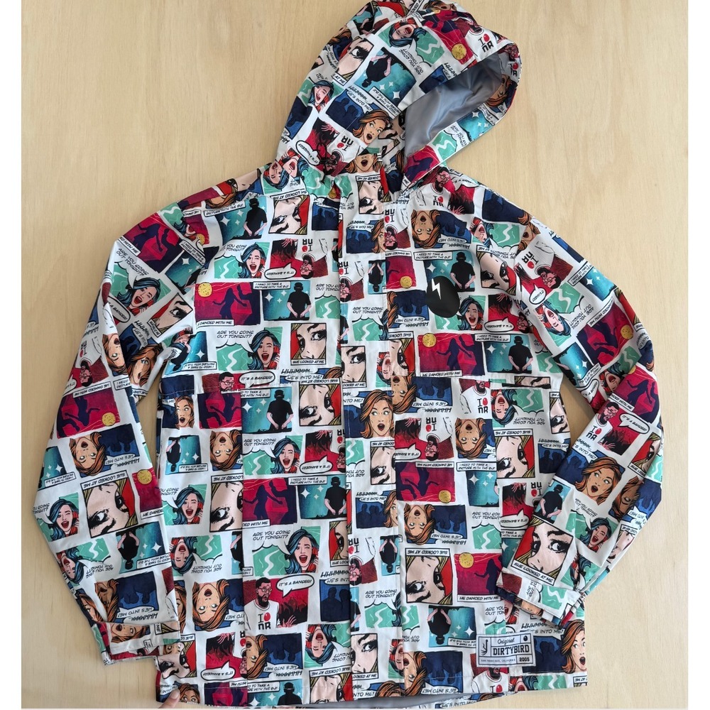 Dirtybird Records Comic Print Hooded Jacket Festival Rave EDM DJ Streetwear - L